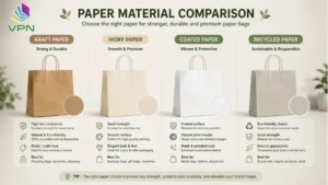 Comparison of kraft paper, ivory paper, coated paper, and recycled paper for durable paper bags